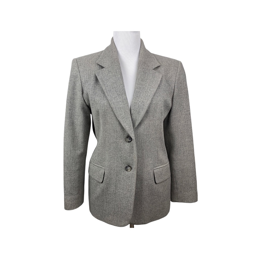 Vintage Pendleton Women’s Blazer 10P 100% Wool Gray Herringbone Made in USA